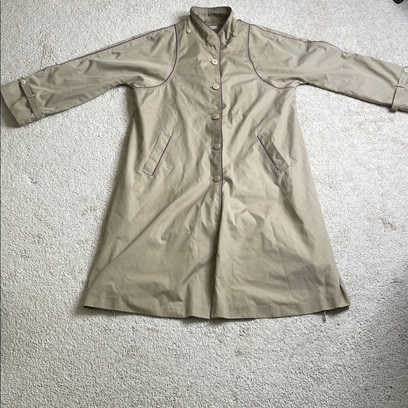 None Jackets & Blazers - Tan Trench Coat with Lightweight Design and Mid-Thigh Length